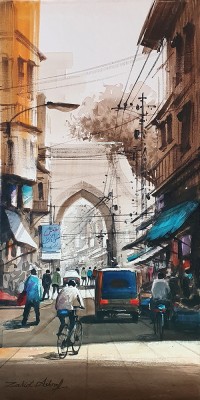 Zahid Ashraf, 12 x 24 inch, Acrylic on Canvas, Cityscape Painting, AC-ZHA-084